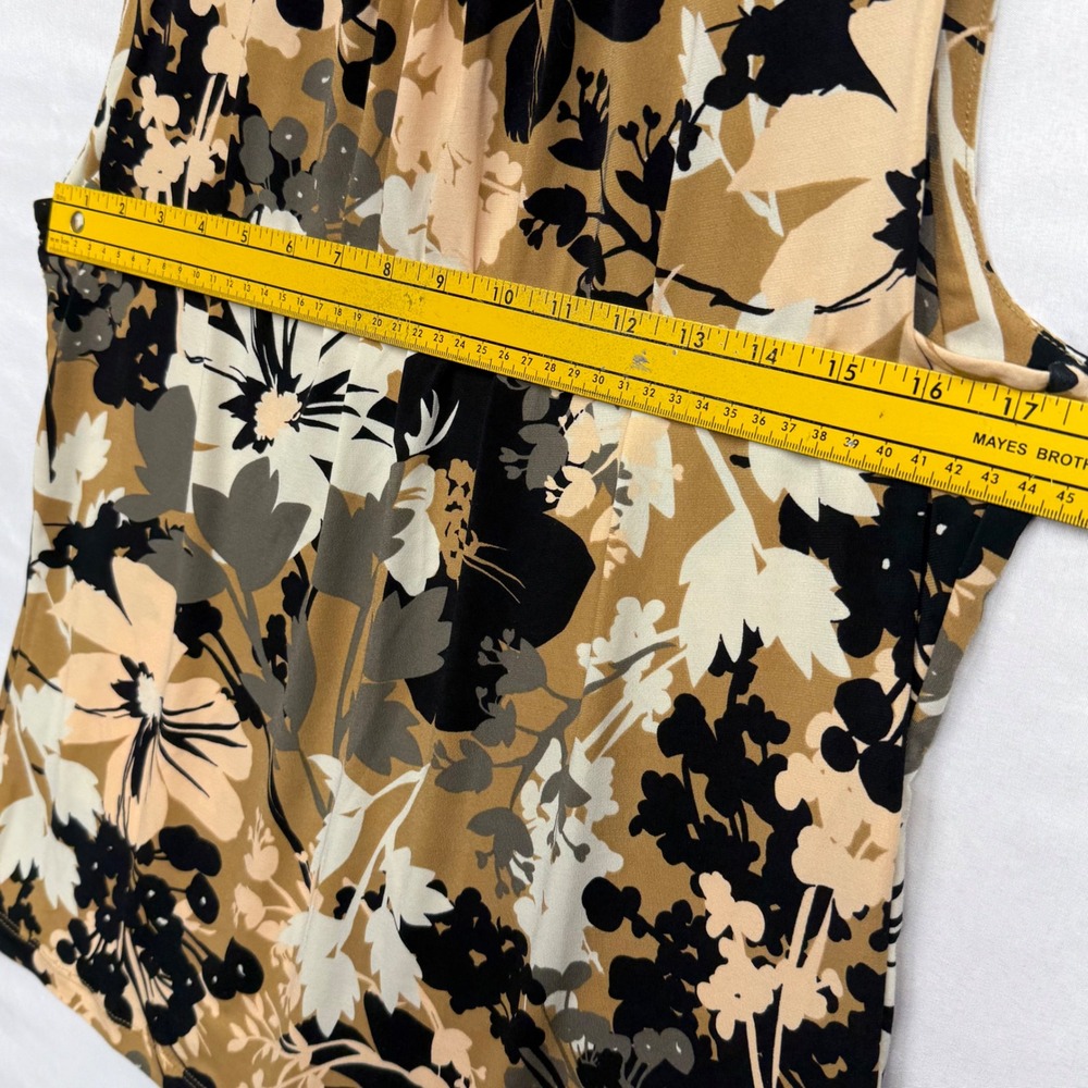 Calvin Klein‎ Sleeveless Floral Print Pleated Neck Top Women's Size L G G - Picture 5 of 10